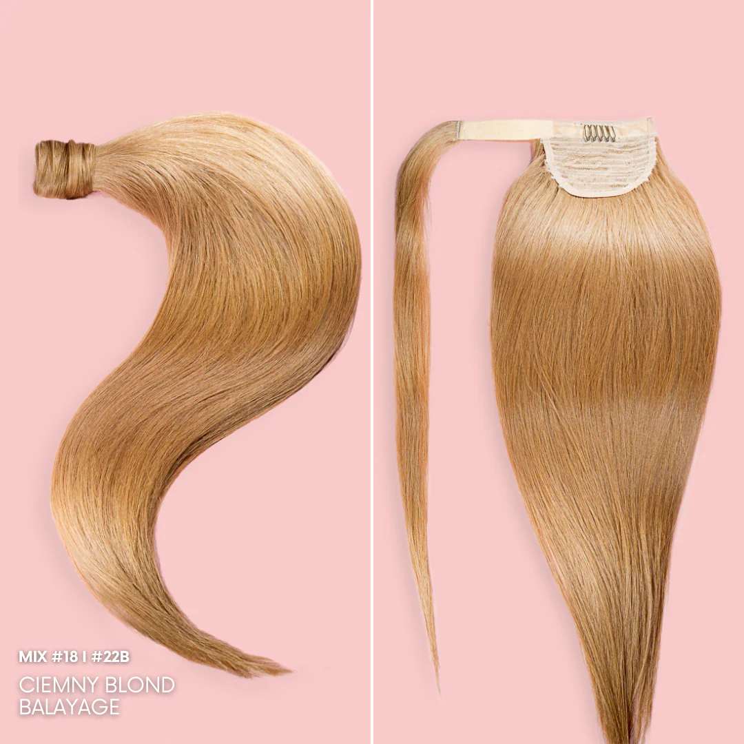 KUCYK NATURALNY 50-70 CM #18 i #22B BALAYAGE CIEMNY BLOND - Image 5